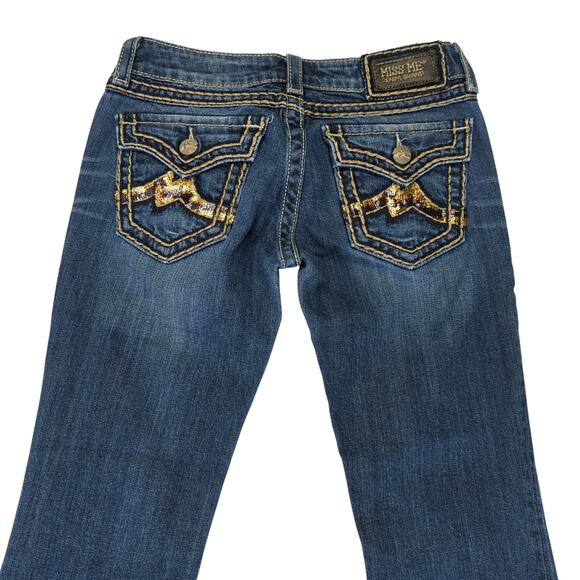 Miss Me JD1047B Boot Cut Jeans Embellished Back Pockets Women's 27 White Stitch - Picture 5 of 10